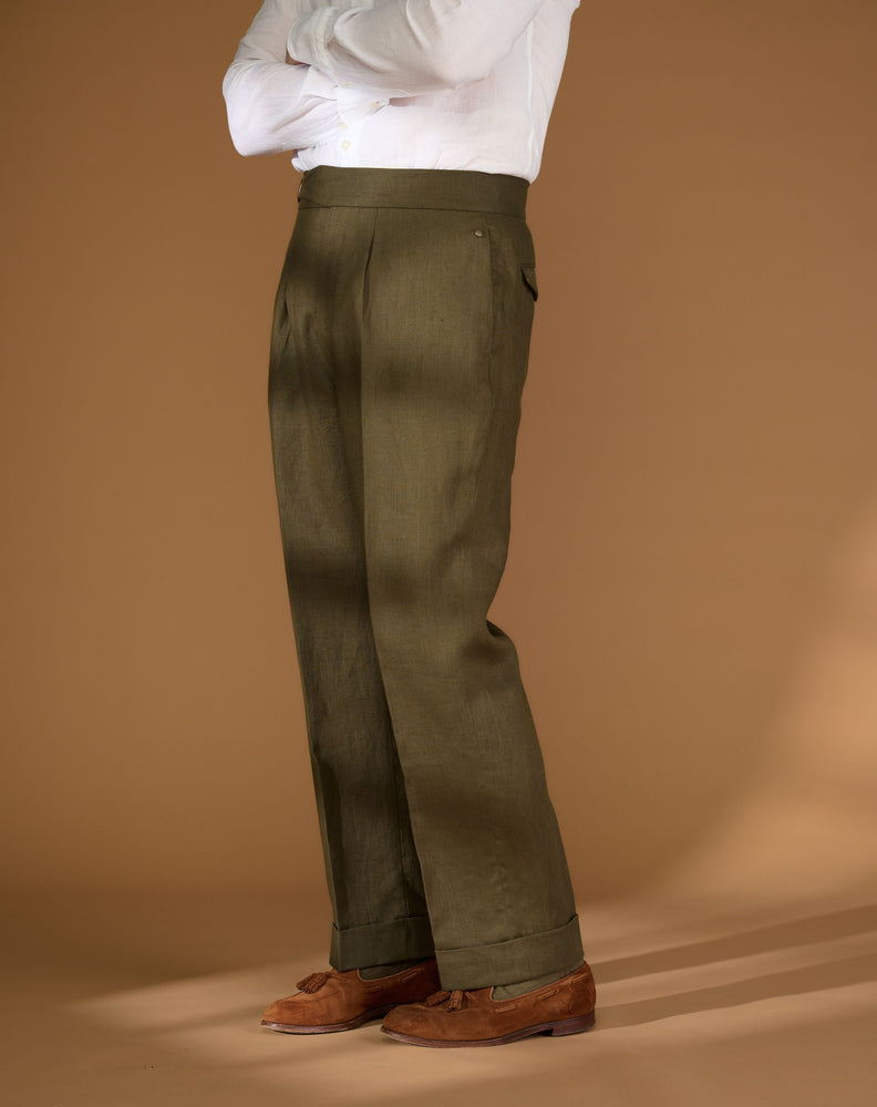 
                  
                    Load image into Gallery viewer, Cadet Cut Dark Green Linen
                  
                