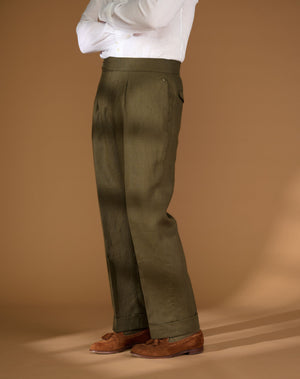 
                  
                    Load image into Gallery viewer, Cadet Cut Dark Green Linen
                  
                