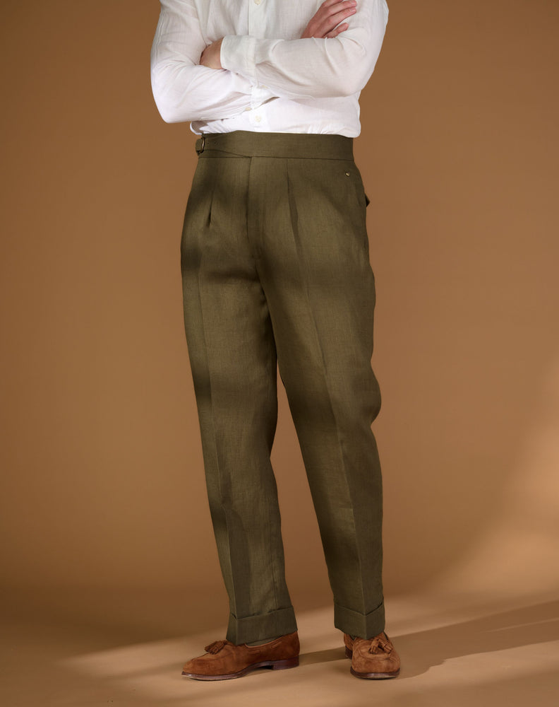 
                  
                    Load image into Gallery viewer, Cadet Cut Dark Green Linen
                  
                