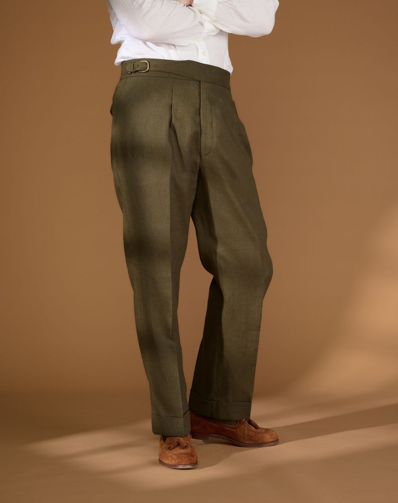 
                  
                    Load image into Gallery viewer, Cadet Cut Dark Green Linen
                  
                