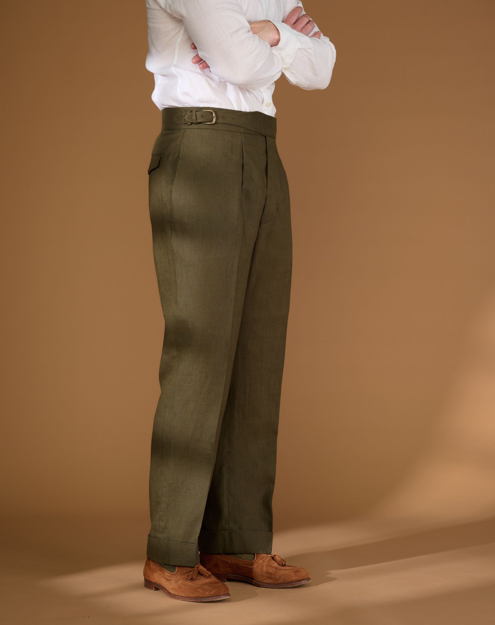 Cadet Cut Dark Green Linen