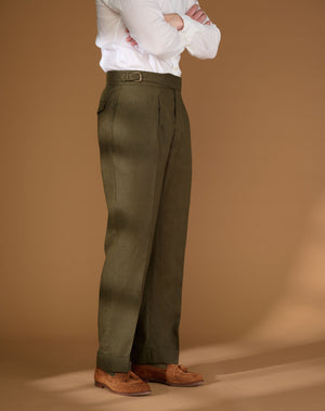 
                  
                    Load image into Gallery viewer, Cadet Cut Dark Green Linen
                  
                