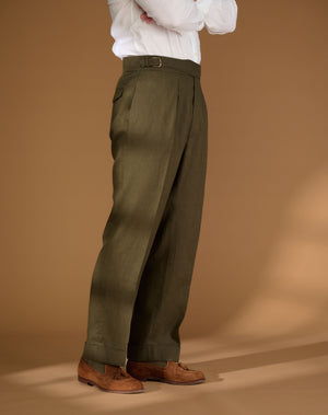 
                  
                    Load image into Gallery viewer, Cadet Cut Dark Green Linen
                  
                