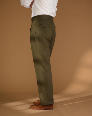 
                  
                    Load image into Gallery viewer, Cadet Cut Dark Green Linen
                  
                