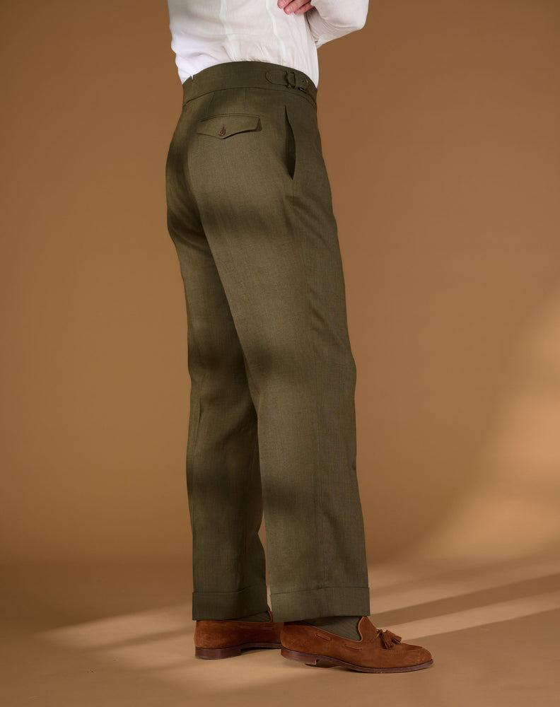 
                  
                    Load image into Gallery viewer, Cadet Cut Dark Green Linen
                  
                