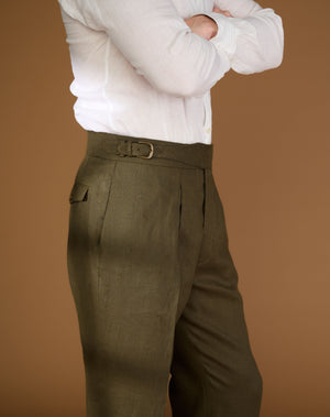 
                  
                    Load image into Gallery viewer, Cadet Cut Dark Green Linen
                  
                