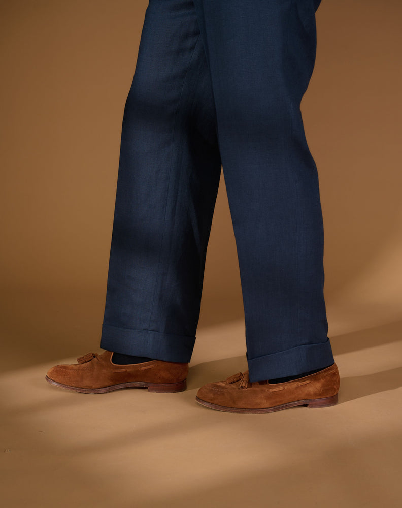 
                  
                    Load image into Gallery viewer, Cadet Cut Dark Blue Linen
                  
                