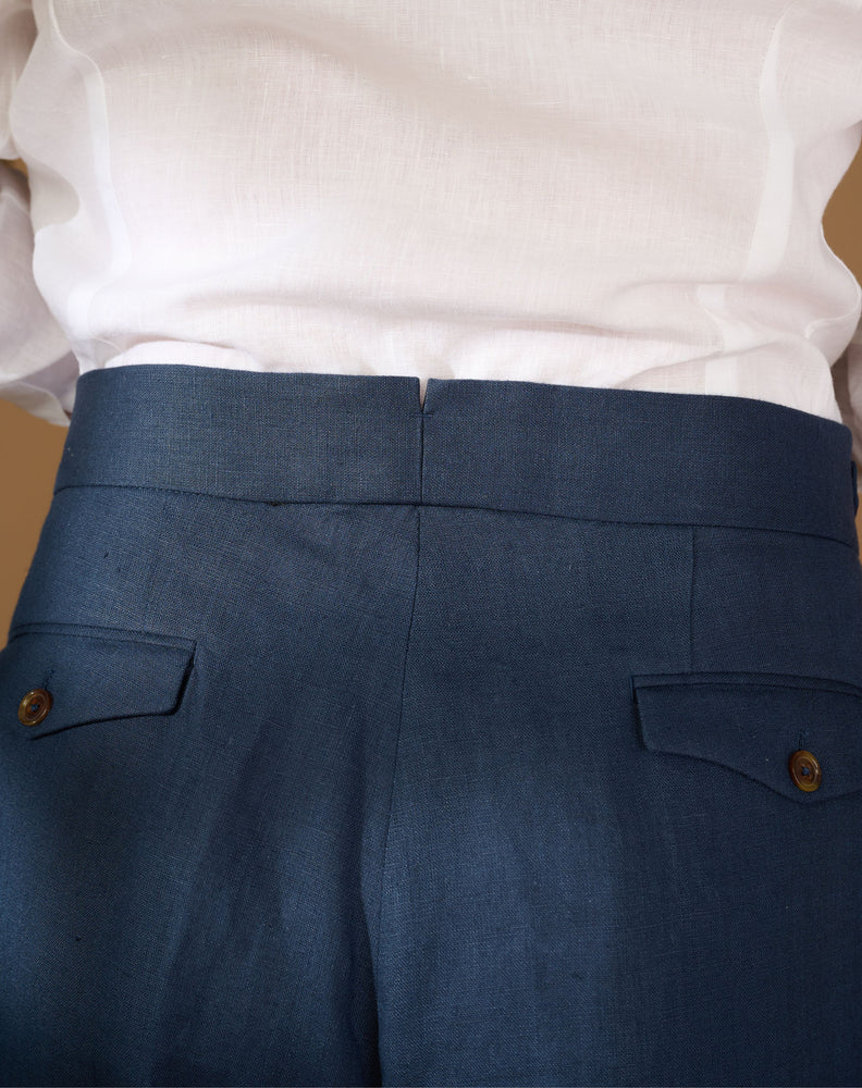 
                  
                    Load image into Gallery viewer, Cadet Cut Dark Blue Linen
                  
                