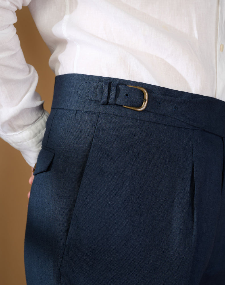 
                  
                    Load image into Gallery viewer, Cadet Cut Dark Blue Linen
                  
                
