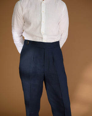 
                  
                    Load image into Gallery viewer, Cadet Cut Dark Blue Linen
                  
                
