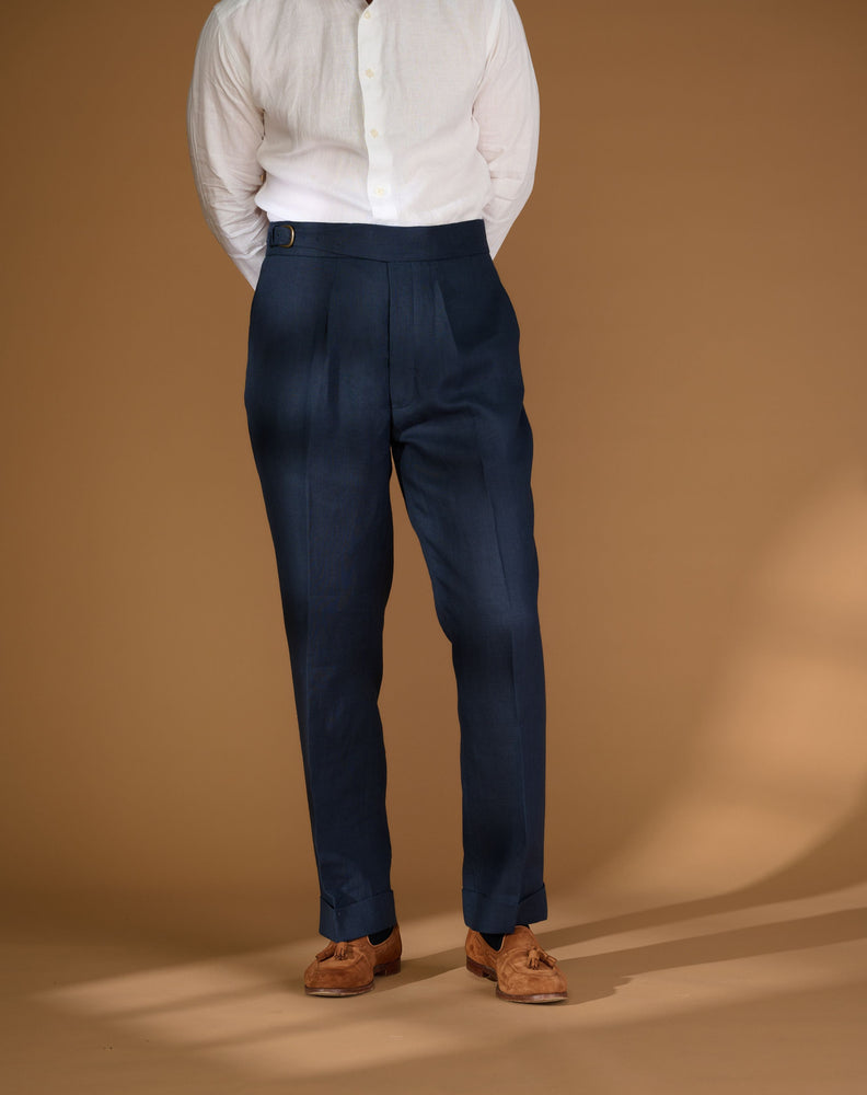 
                  
                    Load image into Gallery viewer, Cadet Cut Dark Blue Linen
                  
                