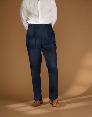 
                  
                    Load image into Gallery viewer, Cadet Cut Dark Blue Linen
                  
                