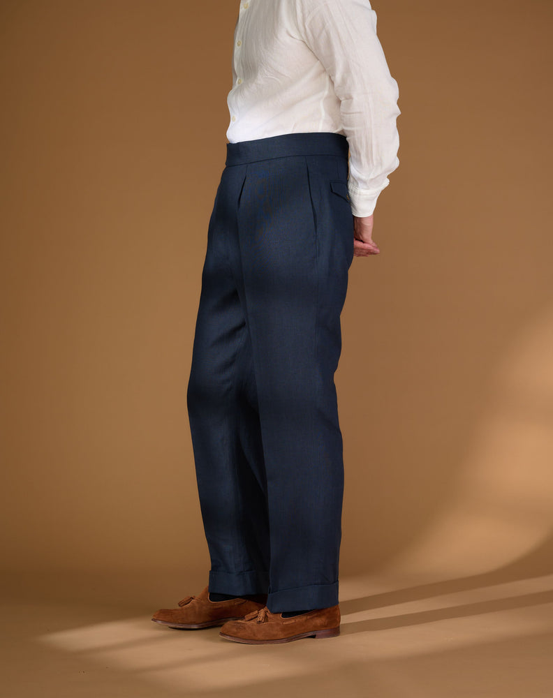 
                  
                    Load image into Gallery viewer, Cadet Cut Dark Blue Linen
                  
                