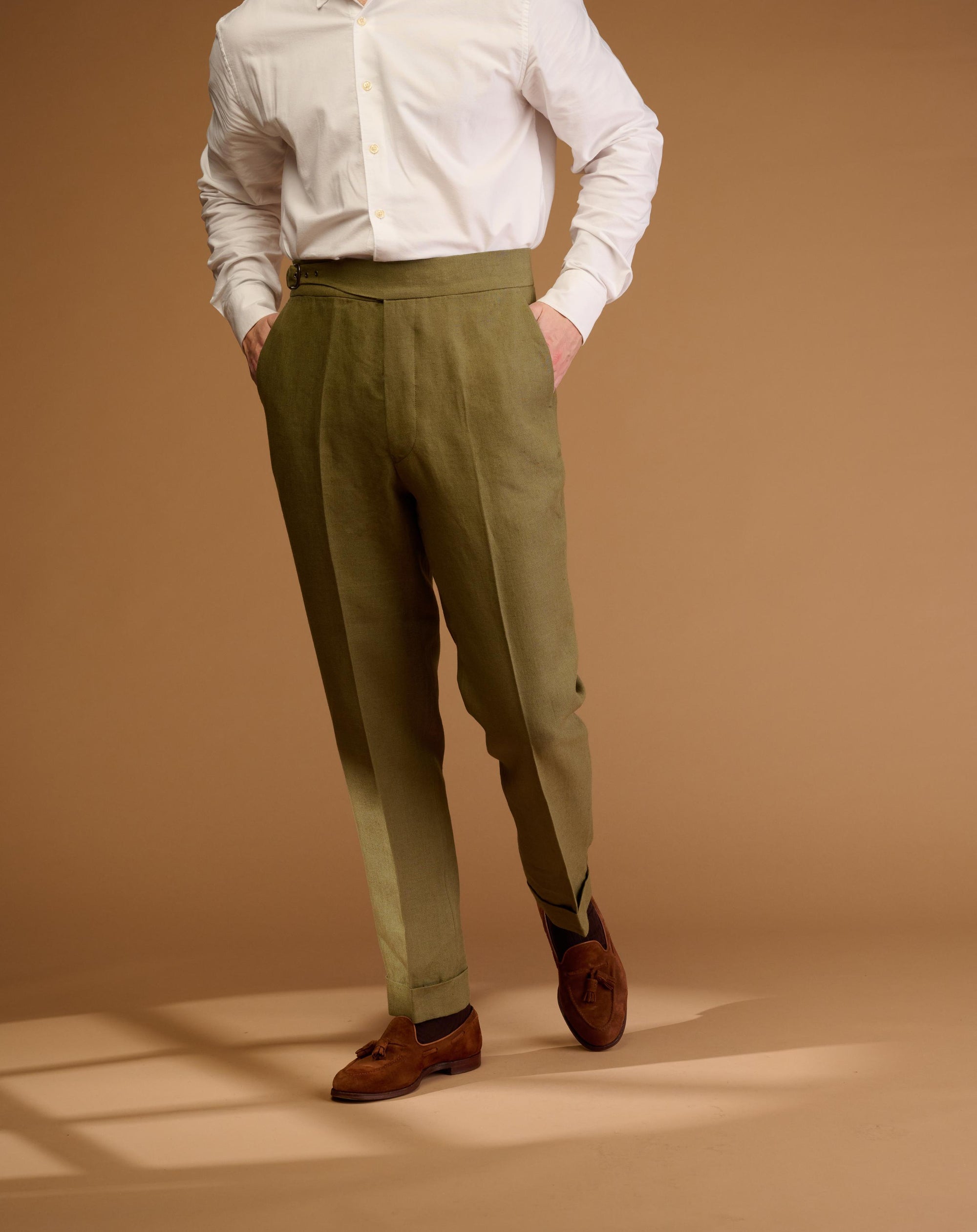 Vintage Cut Olive Green Linen