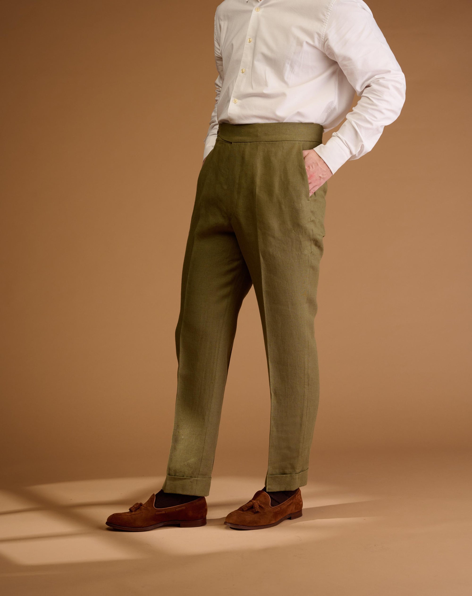 Vintage Cut Olive Green Linen
