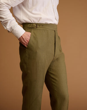 
                  
                    Load image into Gallery viewer, Vintage Cut Olive Green Linen
                  
                