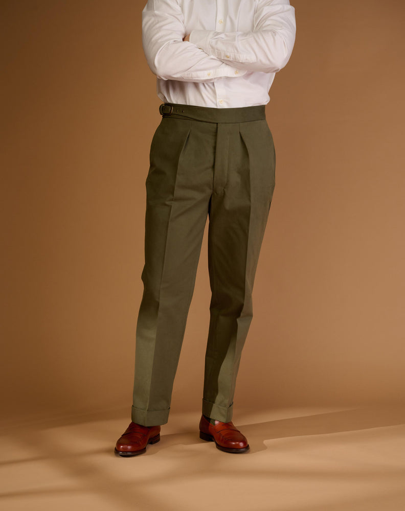 
                  
                    Load image into Gallery viewer, Cadet Cut Khaki Green Cotton
                  
                