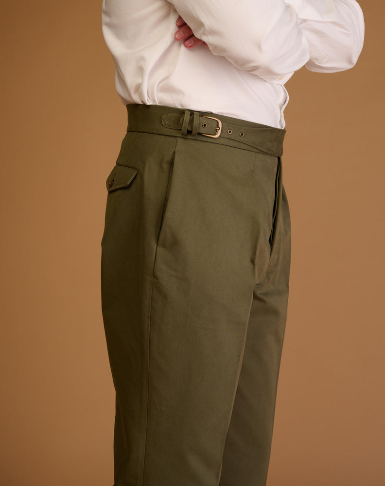 
                  
                    Load image into Gallery viewer, Cadet Cut Khaki Green Cotton
                  
                