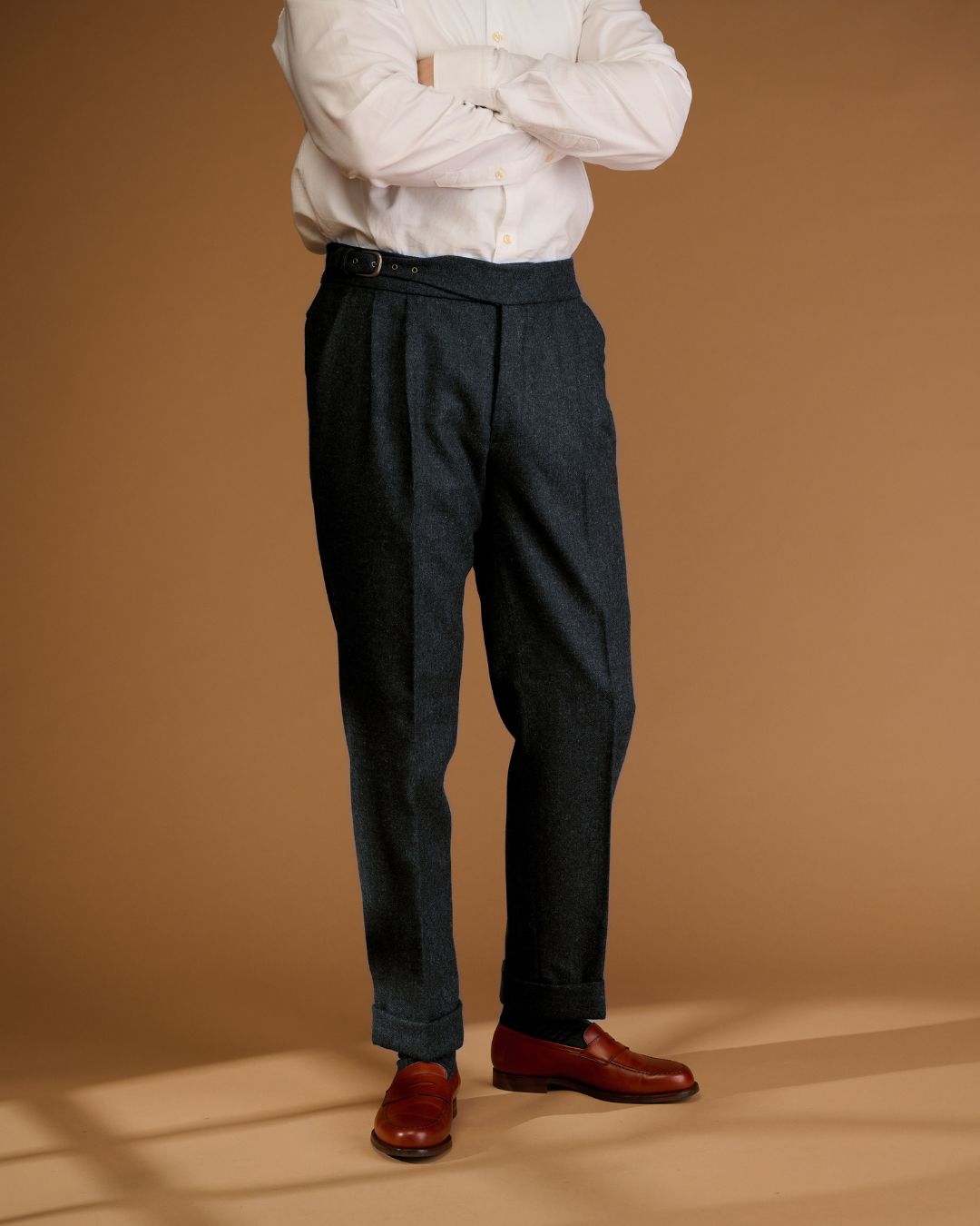 Classic Cut Herringbone Blue Tweed