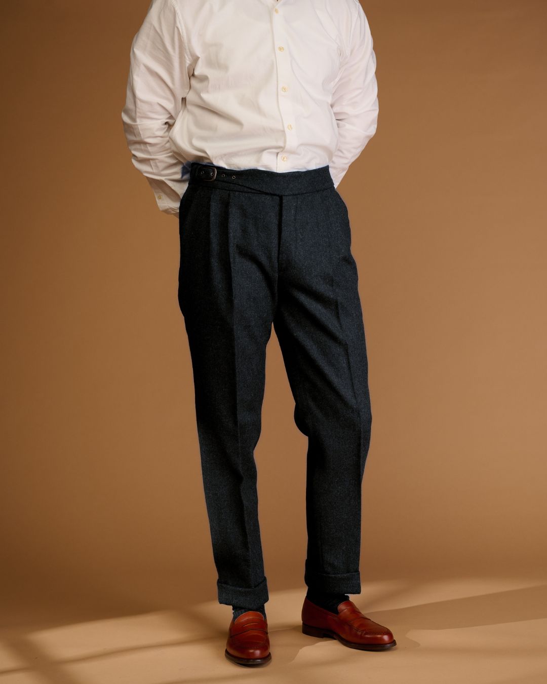 Classic Cut Herringbone Blue Tweed
