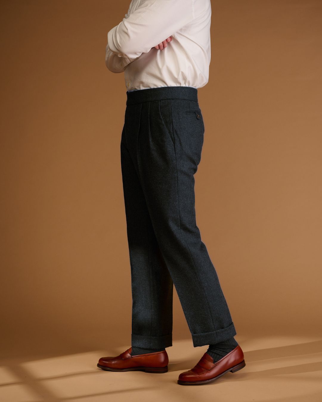 Classic Cut Herringbone Blue Tweed